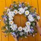 22-Inch Spring Wreath for Front Door – Sunflowers, White Hydrangeas & Blue Phalaenopsis Orchids, Farmhouse Floral Wreath for Window, Wall, Porch Decor